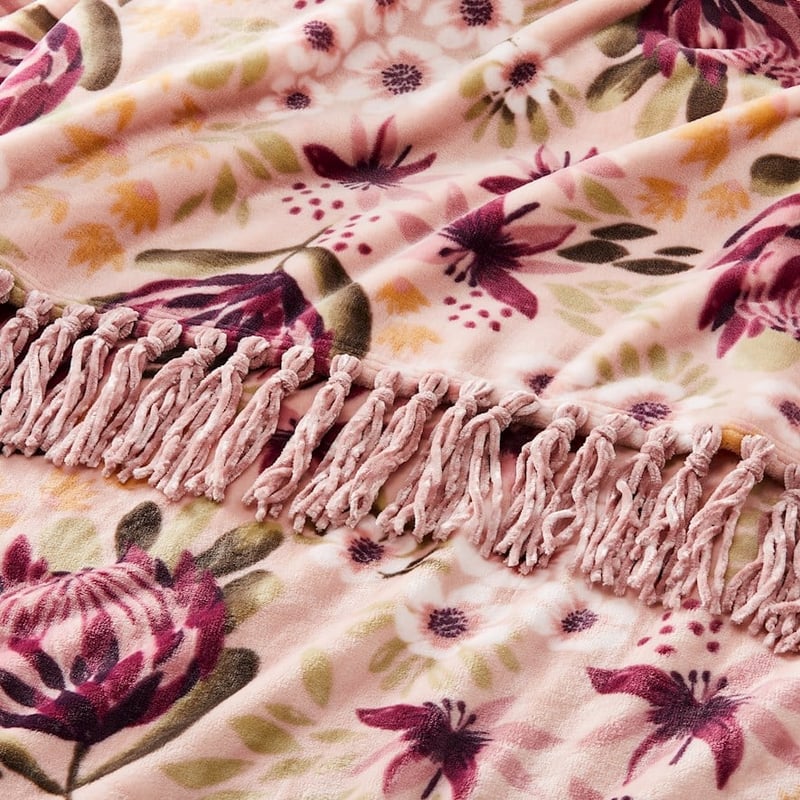 Supersoft Pink Protea Blanket 