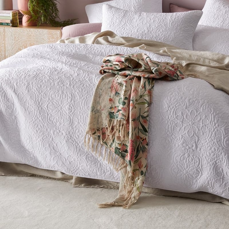 Bottlebrush Floral Red & Pink Linen Throw