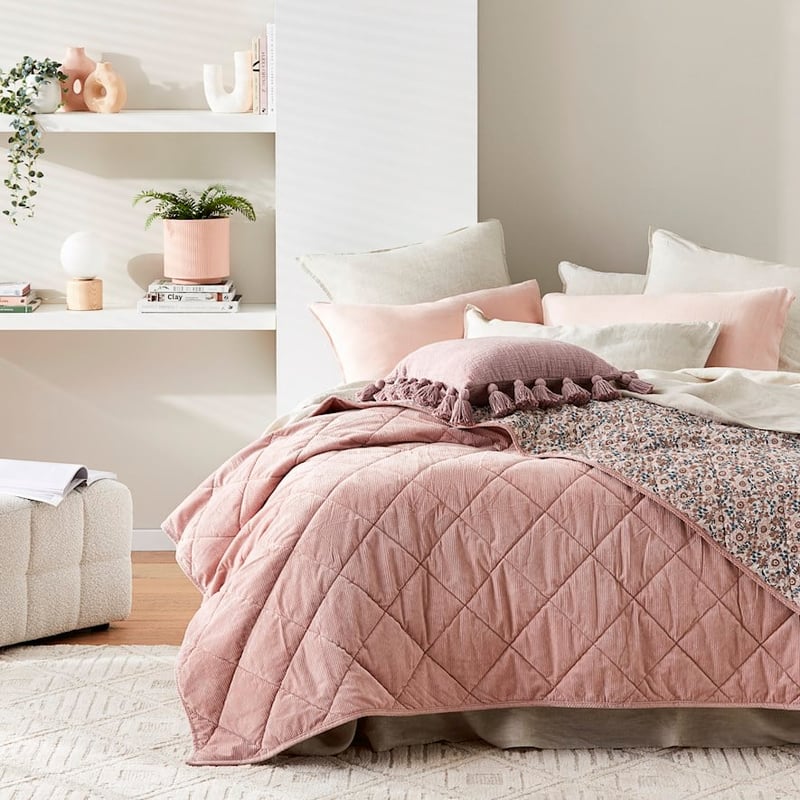 Asha Misty Pink Corduroy Blanket