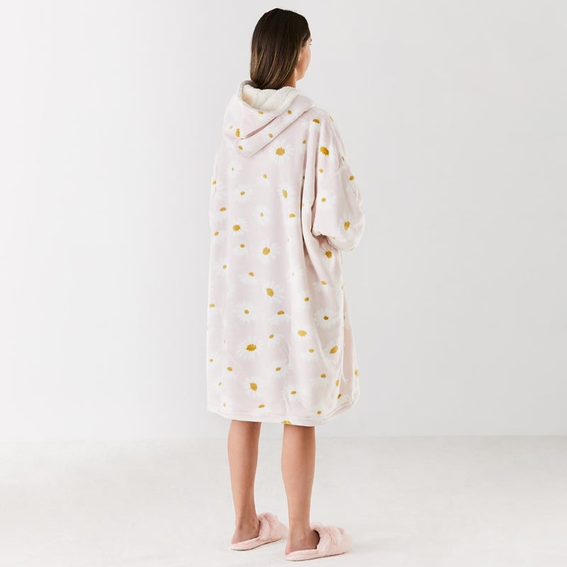 Teddy Soft Pink Daisy Hooded Blanket