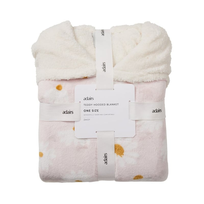 Teddy Soft Pink Daisy Hooded Blanket