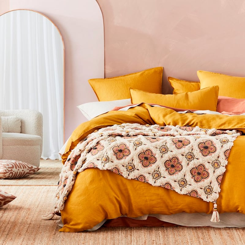 Leighton Natural & Pink Throw 