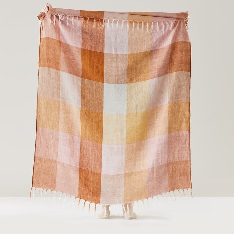 Rae Malmo Earth Check Linen Throw