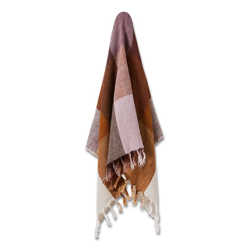 Rae Malmo Multi Browns Check Linen Throw