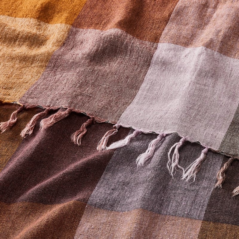 Rae Malmo Multi Browns Check Linen Throw
