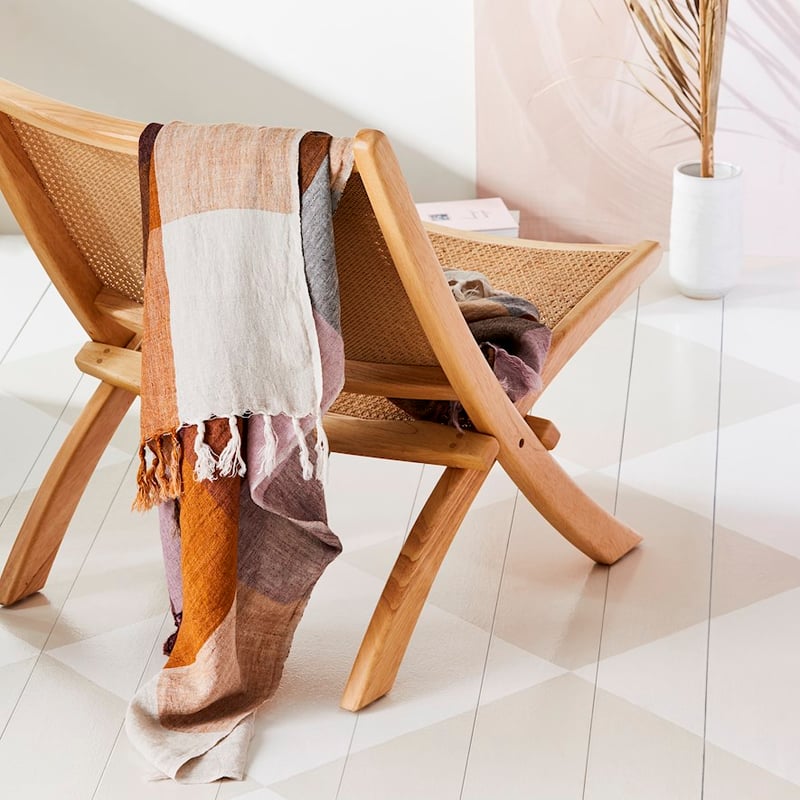 Rae Malmo Multi Browns Check Linen Throw