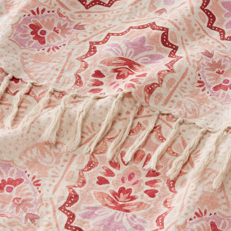 Barossa Pink & Natural Linen Throw