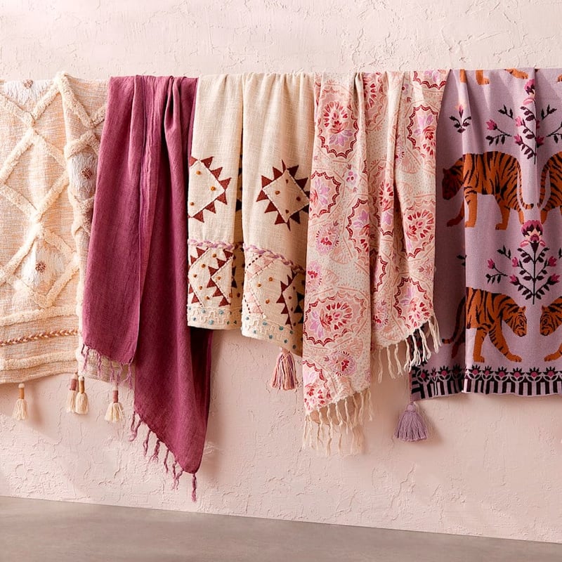 Bengal Tiger Pink Knitted Throw