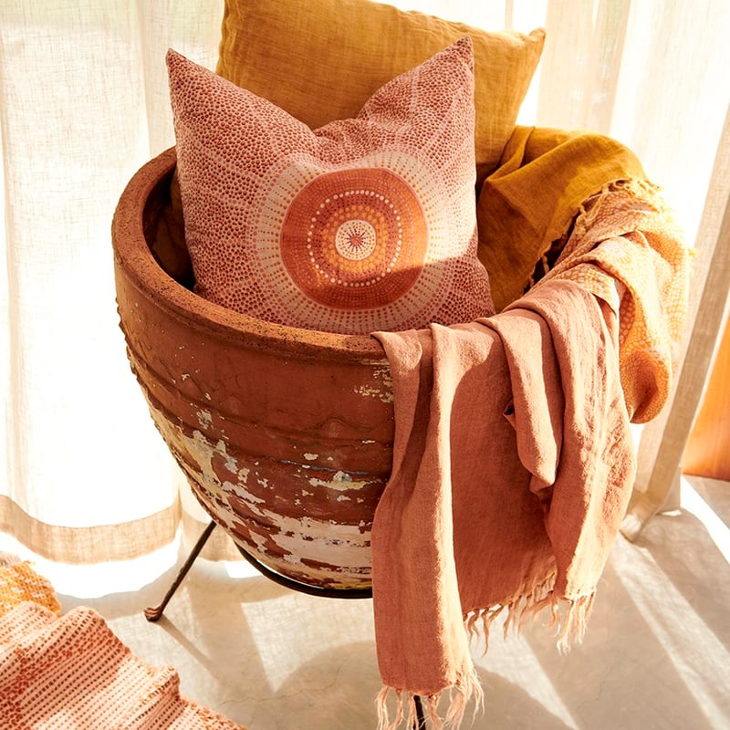 Brad Turner Bindim Ochre Linen Throw