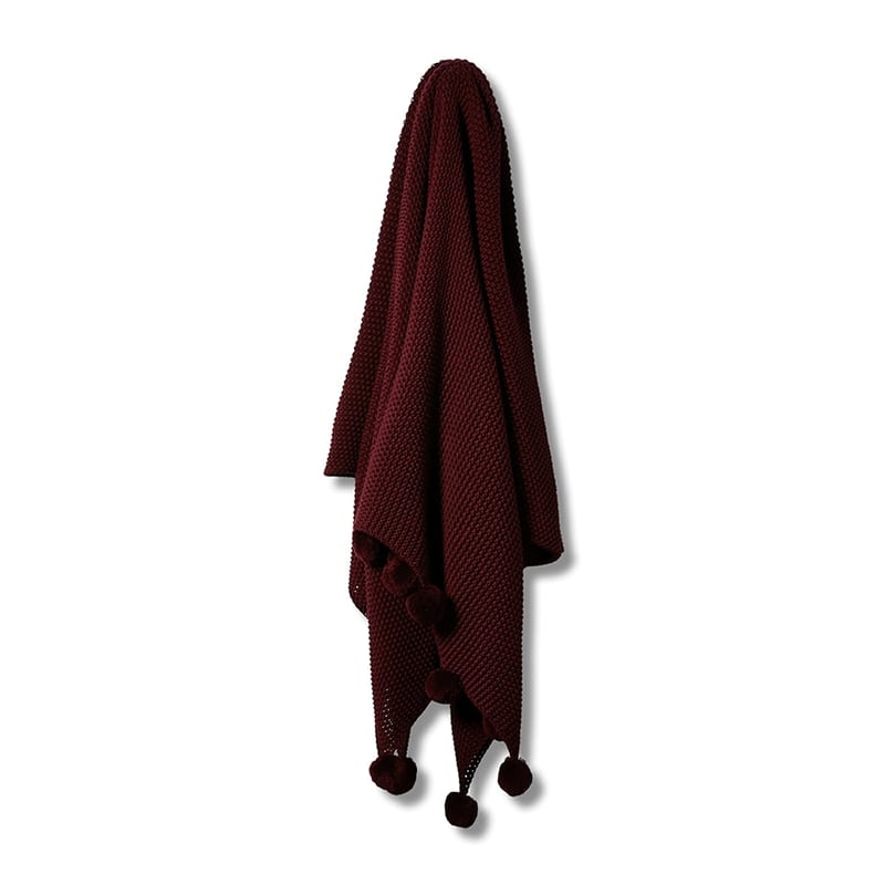 Pom Pom Burgundy Throw