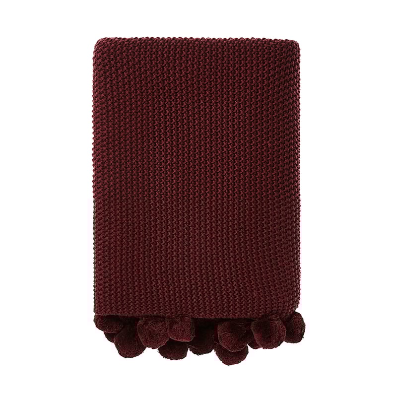 Pom Pom Burgundy Throw
