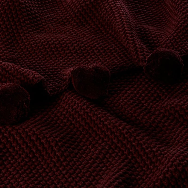 Pom Pom Burgundy Throw
