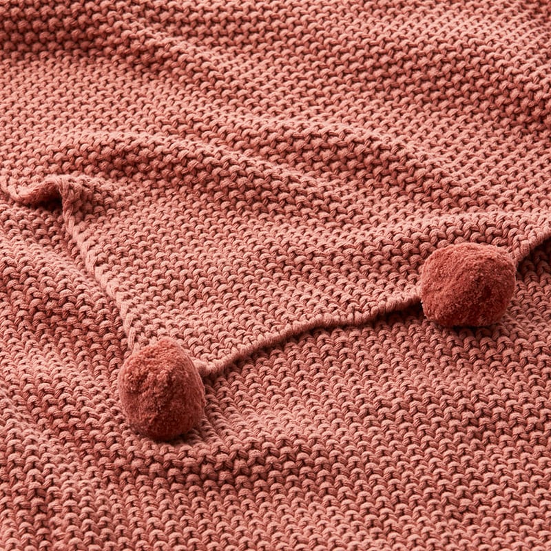 Pom Pom Dusty Peach Throw