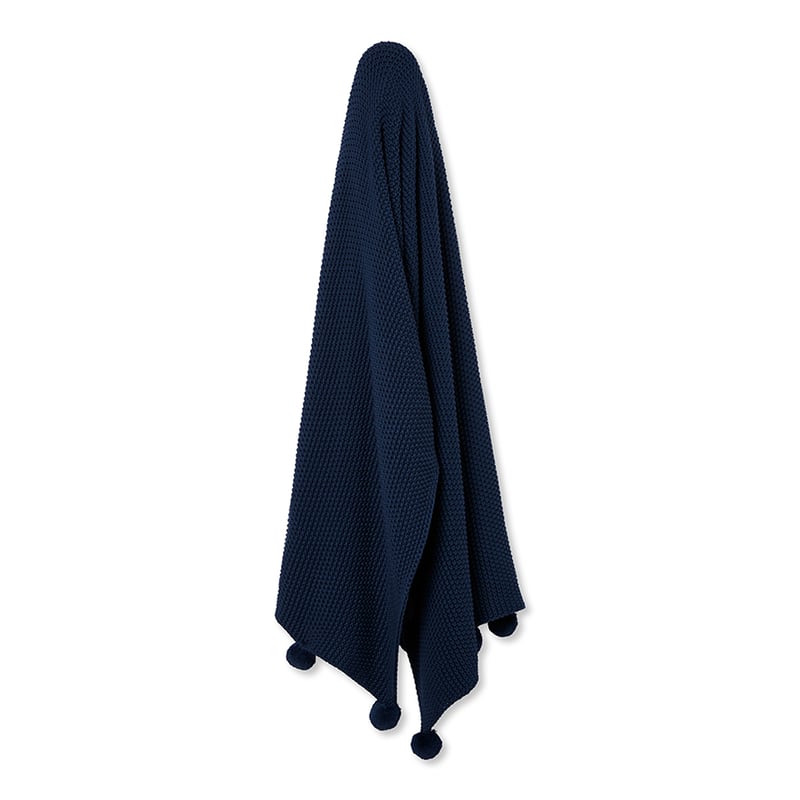 Pom Pom Indigo Throw