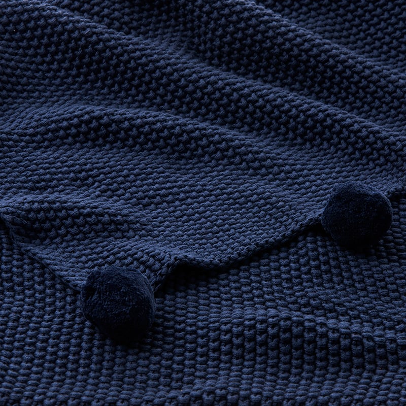 Pom Pom Indigo Throw
