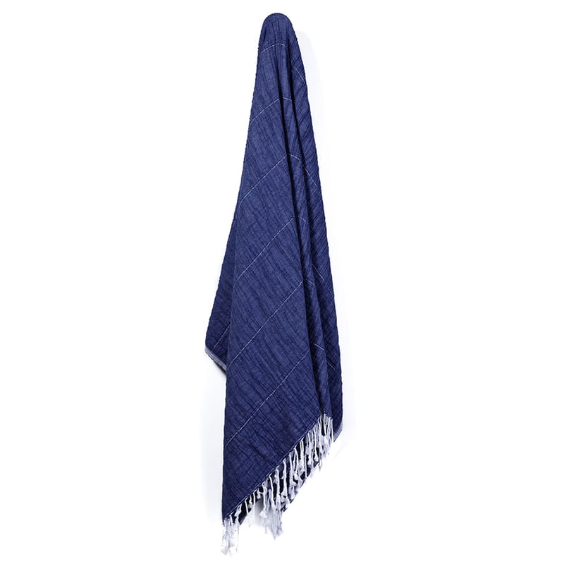 European Lennox Navy Cotton Throw