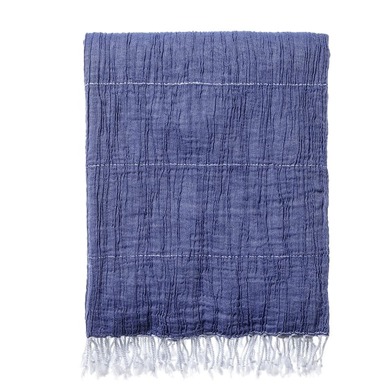 European Lennox Navy Cotton Throw