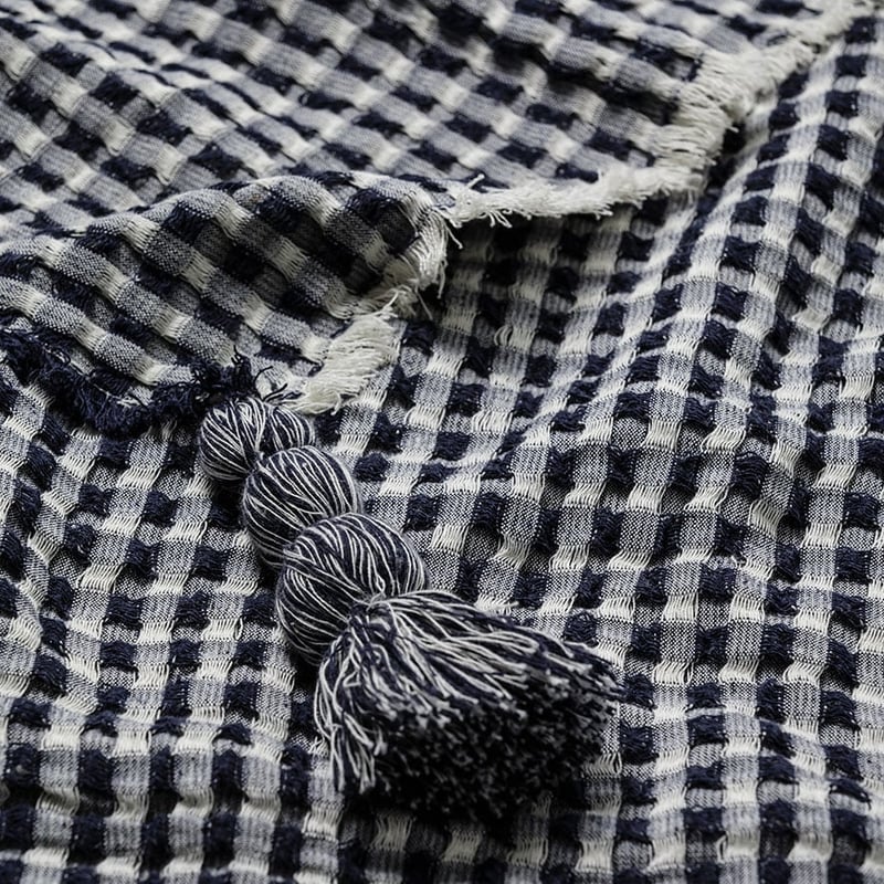 Indi Navy Waffle Throw