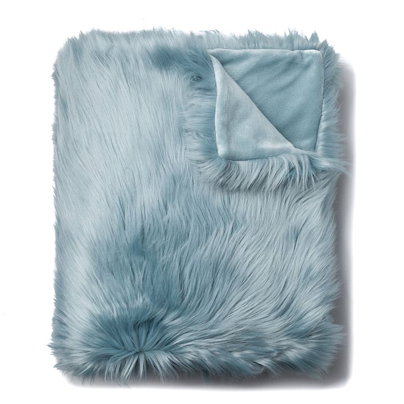 Alpine Ice Blue Fur Throw
