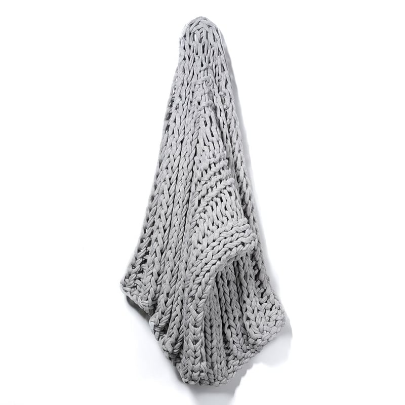 Chunky Knit Grey Marle Rib Throw