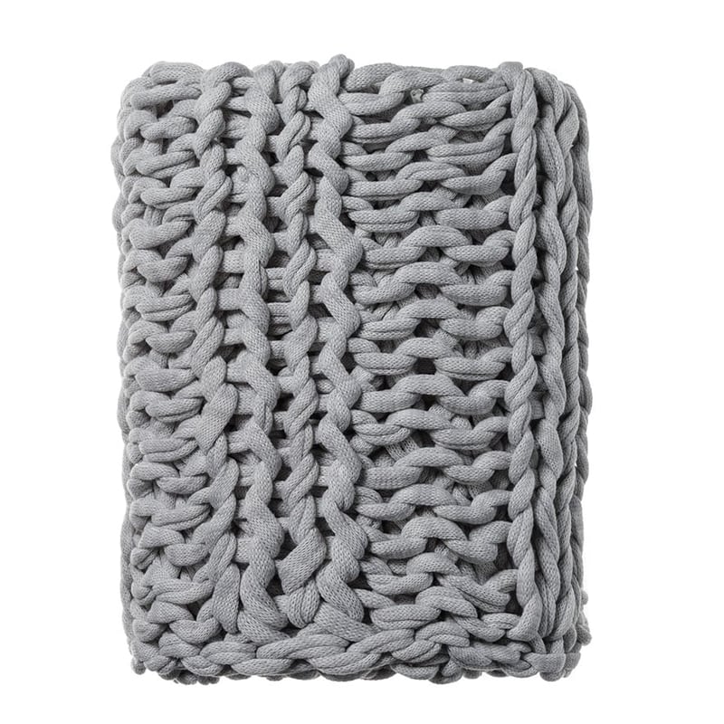 Chunky Knit Grey Marle Rib Throw