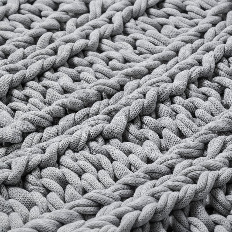 Chunky Knit Grey Marle Rib Throw