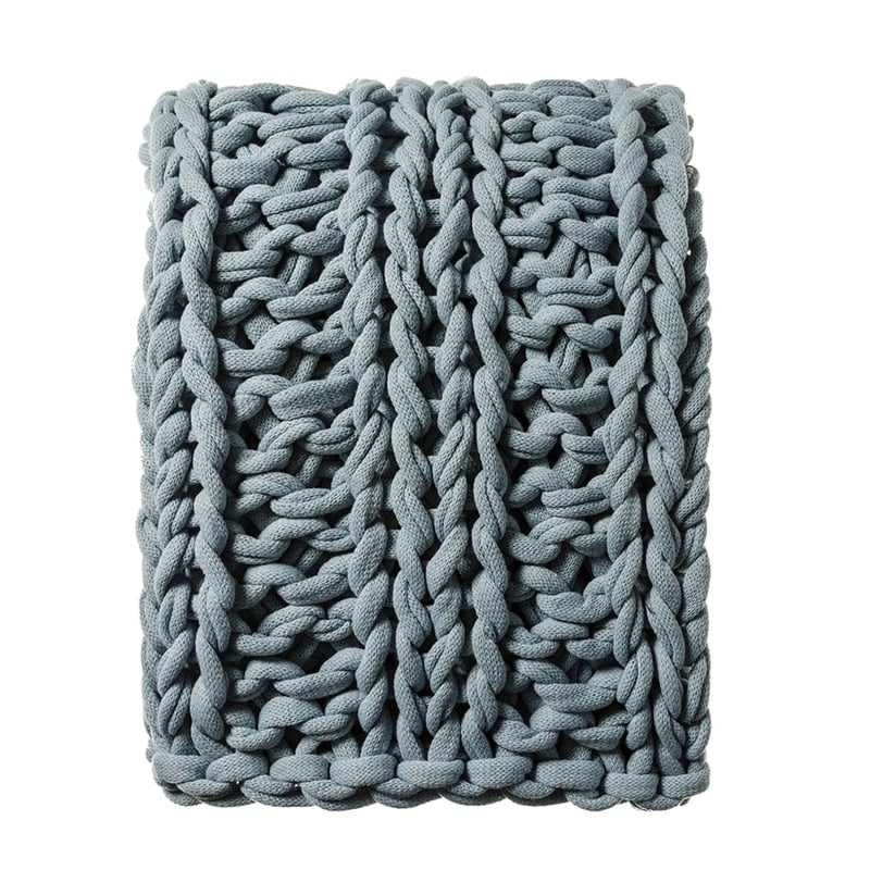 Chunky Knit Smoke Blue Rib Throw
