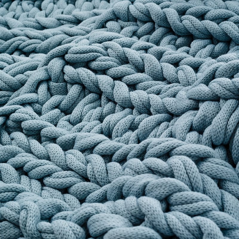 Chunky Knit Smoke Blue Rib Throw