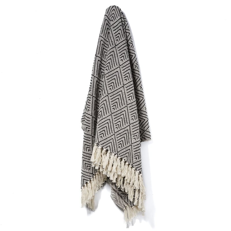 Tribal Natural & Black Cotton Throw