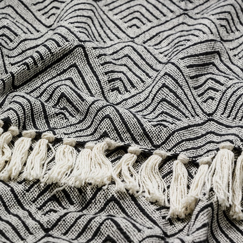 Tribal Natural & Black Cotton Throw
