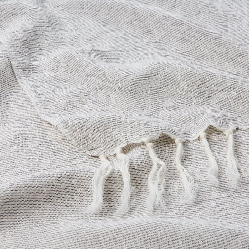 Malmo Grey Stripe Linen Throw