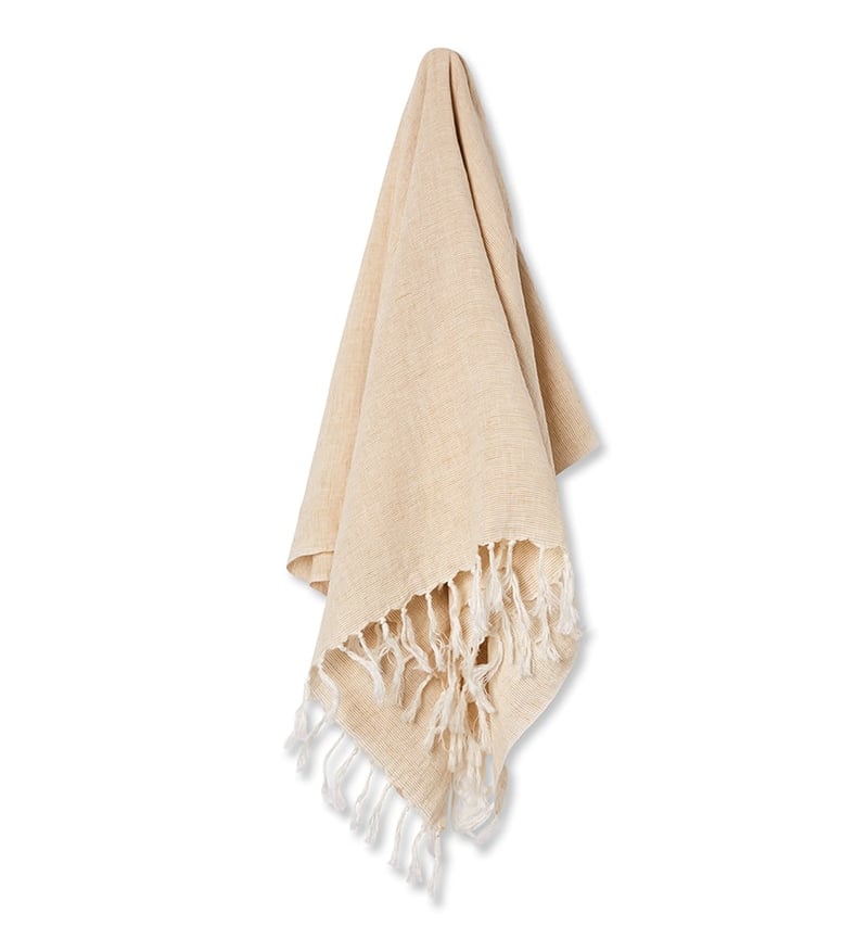 Malmo Honey Stripe Linen Throw