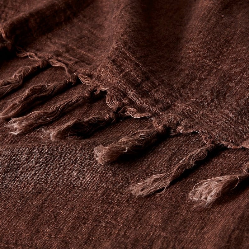 Malmo Nutmeg Brown Linen Throw