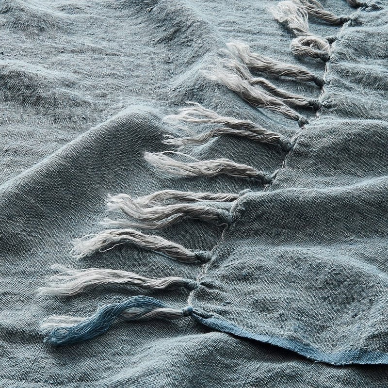 Malmo Dusty Blue Linen Throw