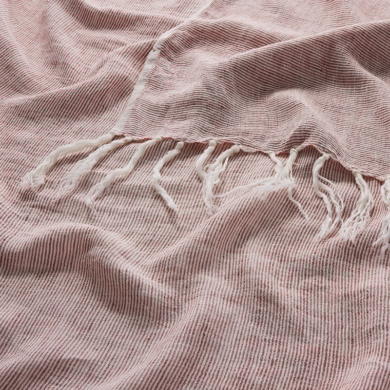 Malmo Red Stripe Linen Throw