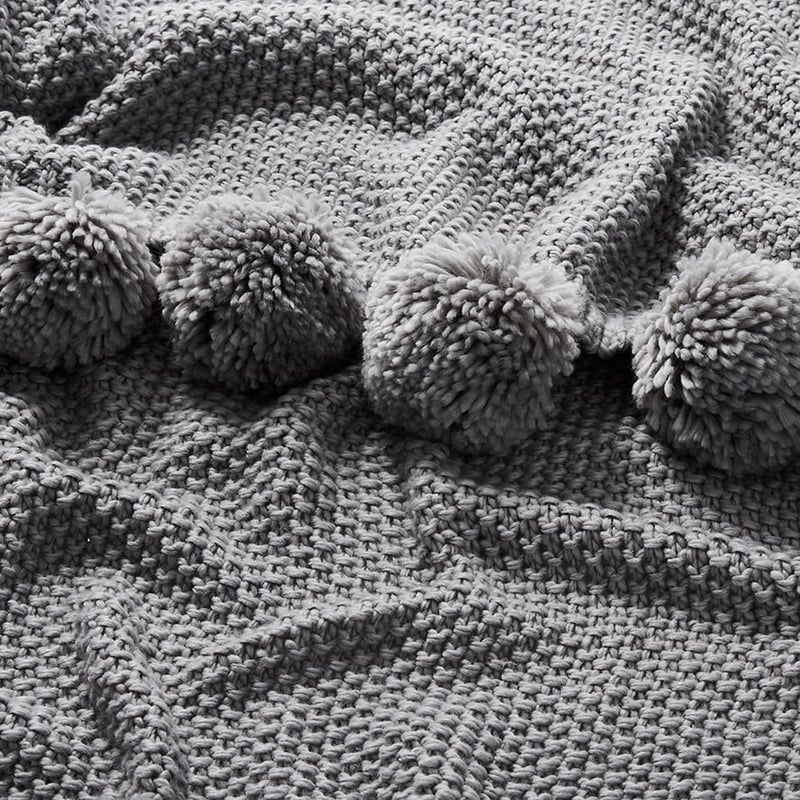 Omaha Grey Pom Pom Throw
