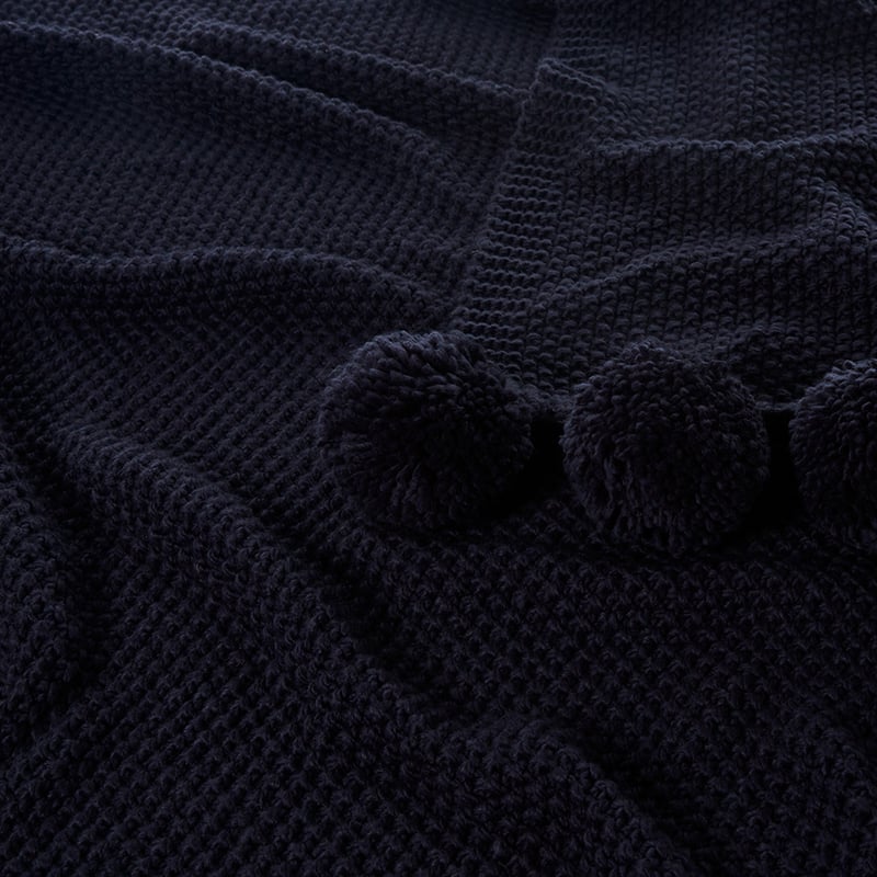 Omaha Navy Pom Pom Throw