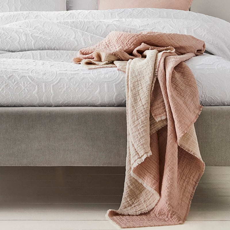 Savana Vintage Washed Blush Fringed Throw