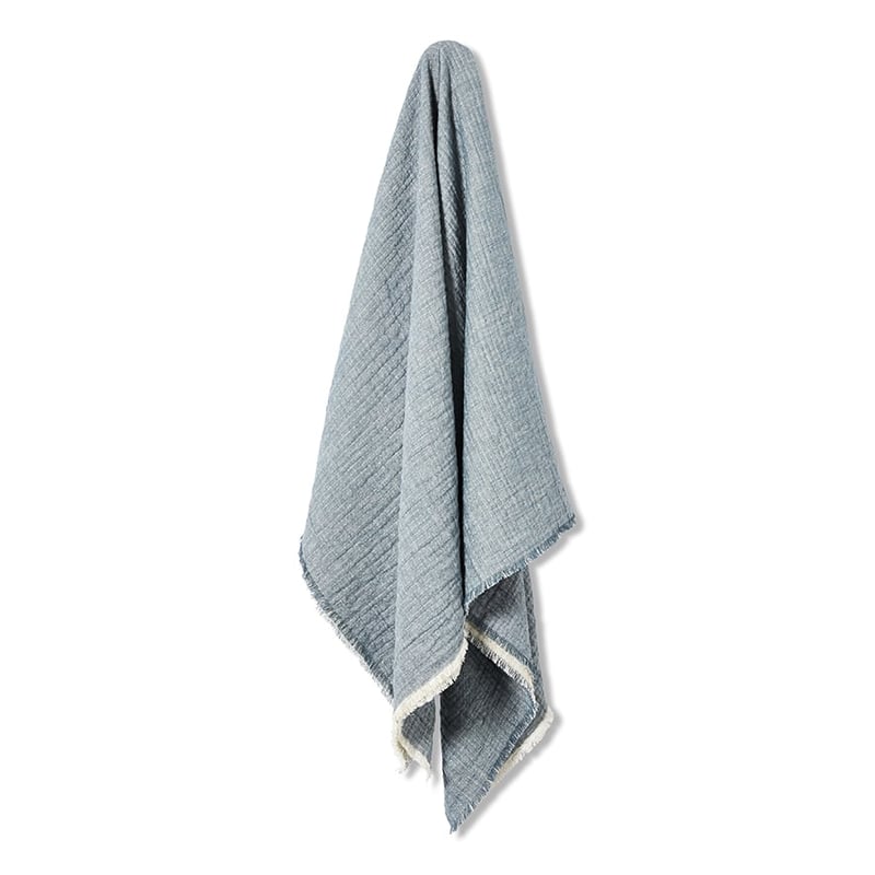 Savana Vintage Washed Pale Blue Fringed Throw