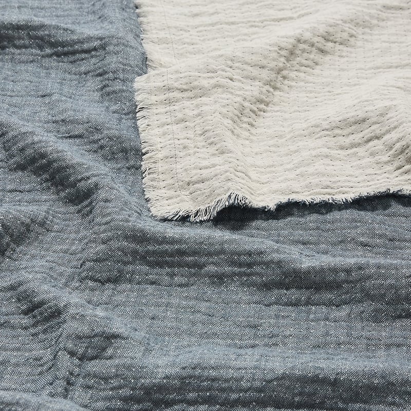 Savana Vintage Washed Pale Blue Fringed Throw