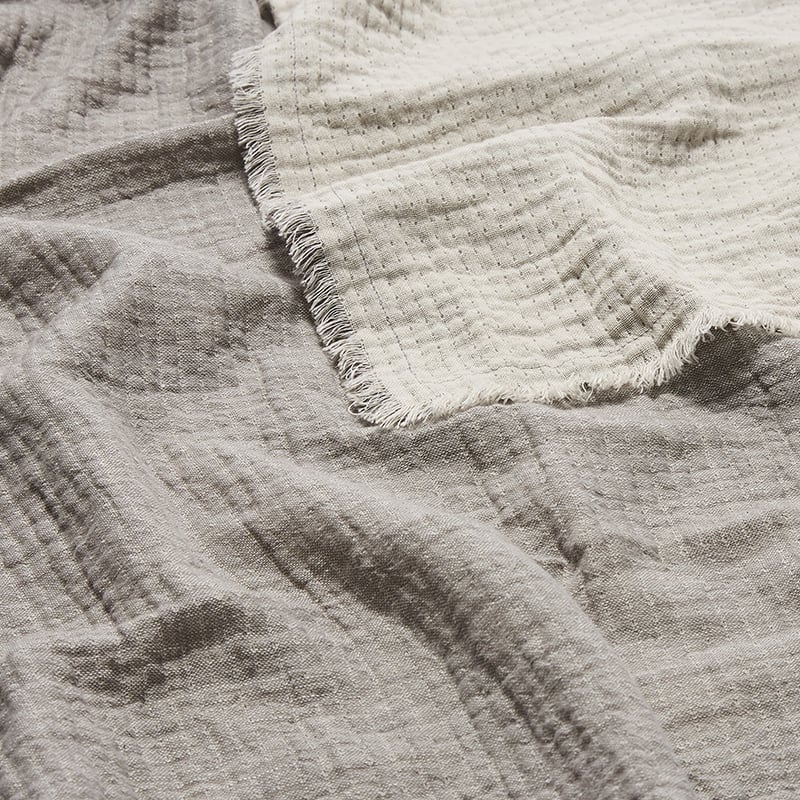 Savana Vintage Washed Silver Fringed Throw
