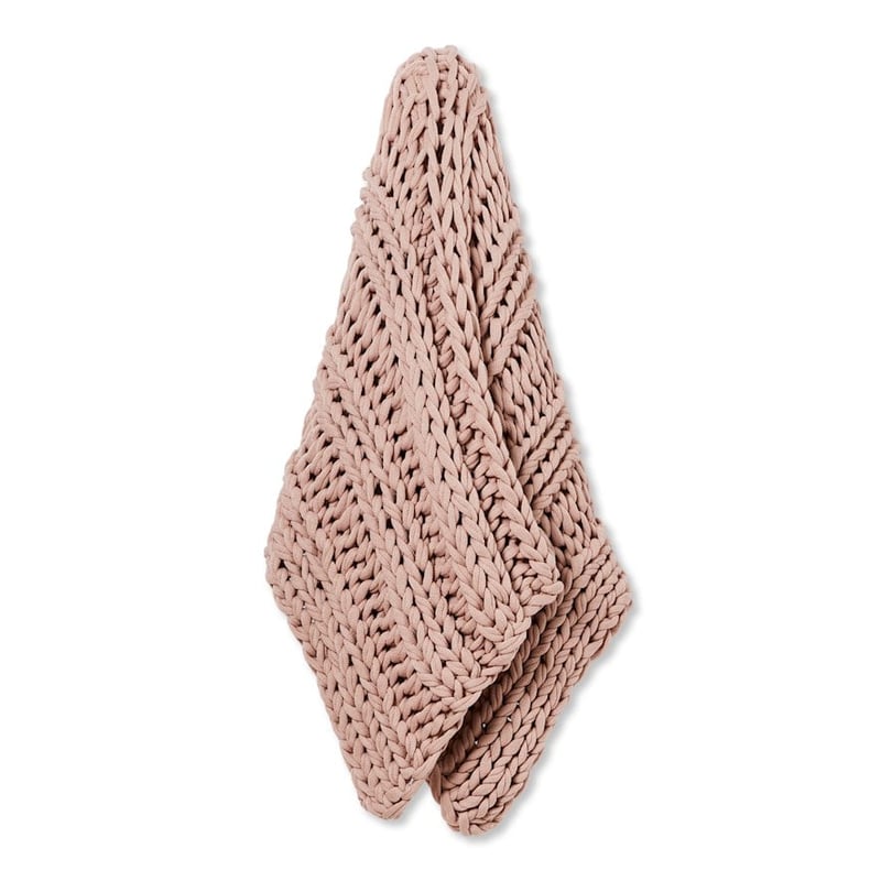 Newport Dusty Pink Chunky Knit Throw