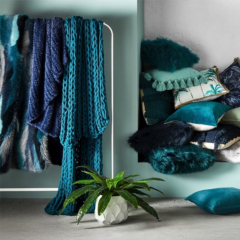 Newport Teal Chunky Knit Throw