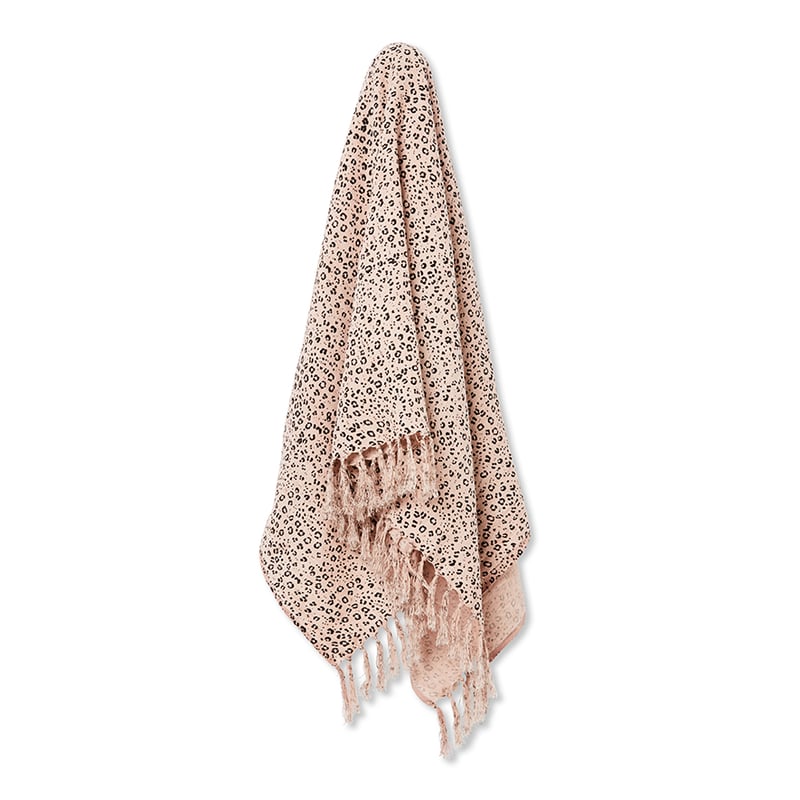 Malmo Blush Small Leopard Print Linen Throw