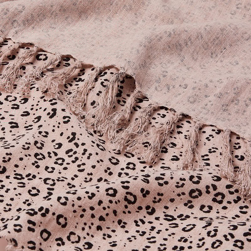 Malmo Blush Small Leopard Print Linen Throw