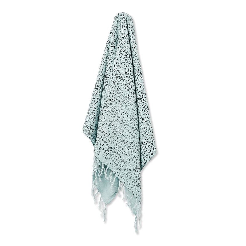 Malmo Mint Small Leopard Print Linen Throw