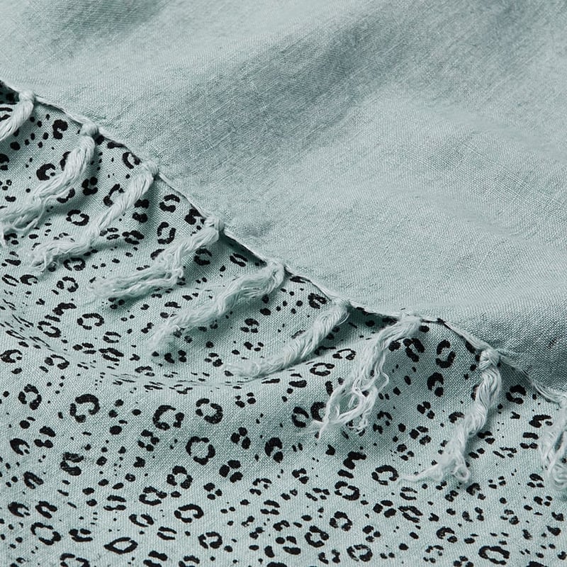 Malmo Mint Small Leopard Print Linen Throw