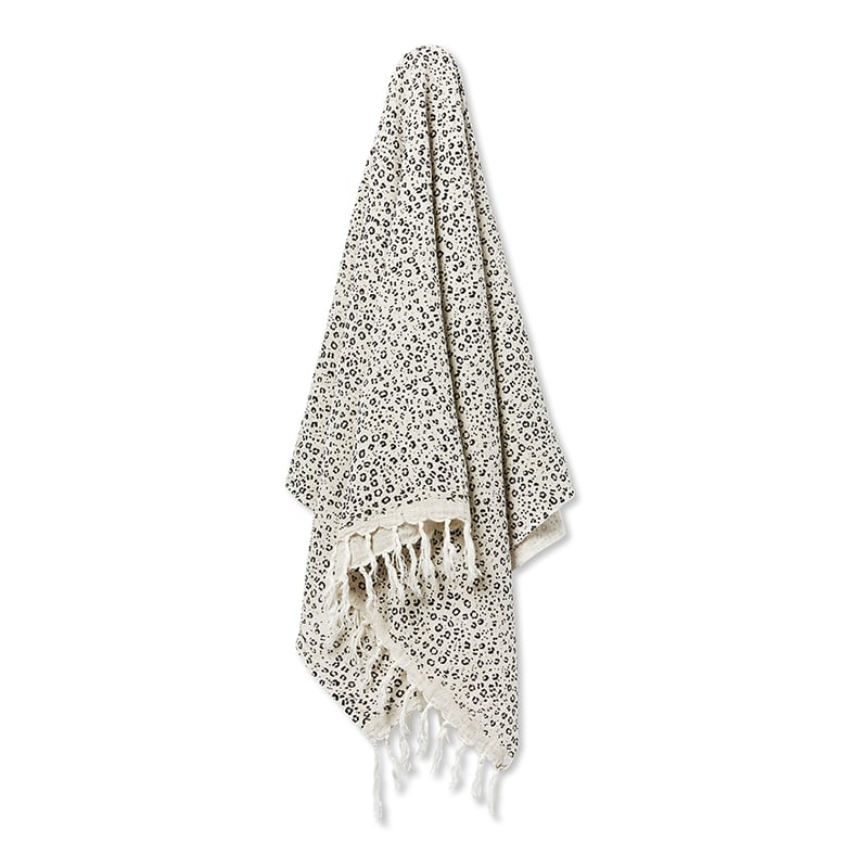 Malmo Natural Small Leopard Print Linen Throw