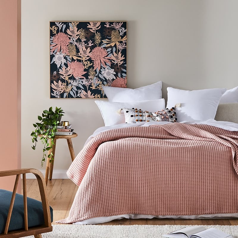 European Turkish Cotton Rose Waffle Blanket