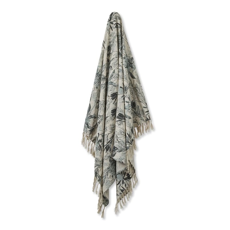 Waratah Floral Green Linen Throw